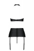 Комплект из экокожи Passion Nancy Set 4XL/5XL black, имитация шнуровки, топ, пояс для чулок || 