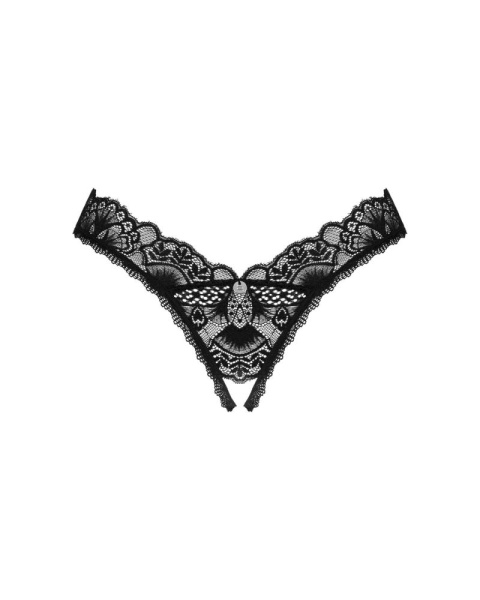 Кружевные стринги Obsessive Donna Dream crotchless thong M/L Black, открытый доступ