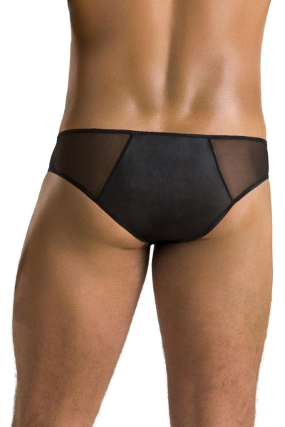 Мужские слипы на молнии Passion 042 Slip Timmy XXL/XXXL Black, экокожа, сетка