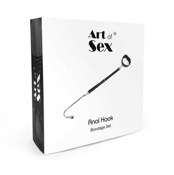Анальный крюк с ошейником из натуральной кожи Art of Sex - Anal hook, Черный