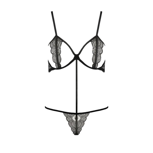 Комплект белья QUENTRIS BIKINI black L/XL - Passion Exclusive, стринги и полуоткрытый лиф