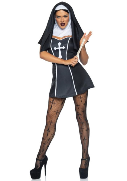 Костюм монашки Leg Avenue Naughty Nun S, платье, головной убор