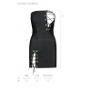 Мини-платье из экокожи CELINE CHEMISE black S/M — Passion: шнуровка, трусики в комплекте || 