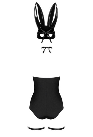 Эротический костюм кролика Obsessive Bunny costume L/XL, black, боди, чокер, гартеры, чулки, маска || 