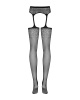 Сетчатые чулки-стокинги с цветочным рисунком Obsessive Garter stockings S207 XL/XXL, черные, имитаци || 