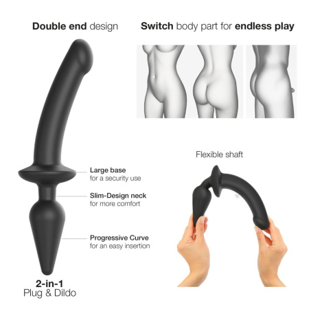 Анальная пробка с дилдо 2в1 Strap-On-Me SWITCH PLUG-IN DILDO Black S, диаметр 3,3/2,9 см || 