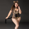 Эротический костюм кошечки JSY «Императрица Китти» Plus Size, Black, боди, шнуровка, хвост, ушки || 
