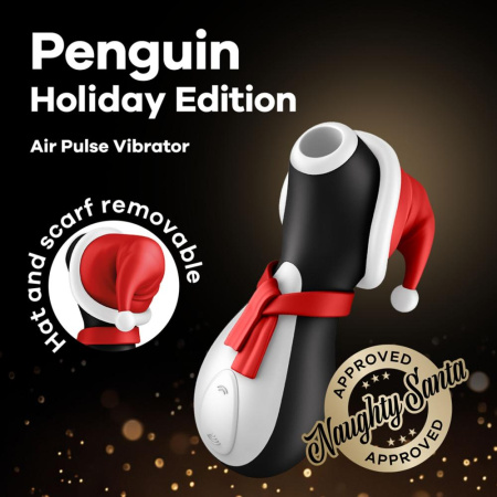 Вакуумный клиторальный стимулятор Satisfyer Penguin Holiday Edition, в шапочке и шарфе || 