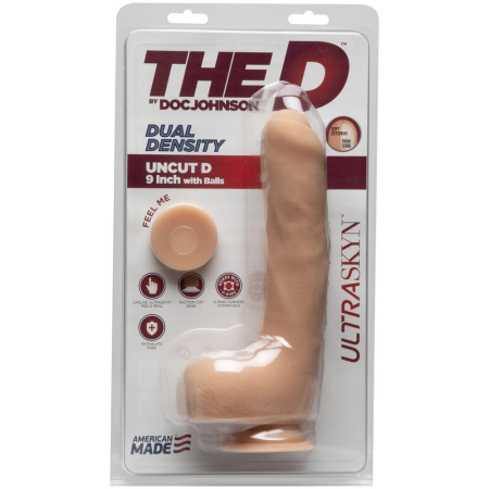 Фаллоимитатор Doc Johnson The D - Uncut D - 9 Inch With Balls ULTRASKYN, диаметр 4,5см, необрезанный || 