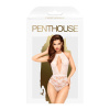 Боди с глубоким декольте и высокими трусиками Penthouse - Toxic Powder White M/L || 