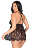 Пеньюар Leg Avenue Floral lace babydoll & string Black L || 