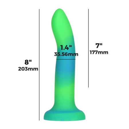 Светящийся в темноте фаллоимитатор ADDICTION Rave 8″ Glow in the Dark Dildo Blue Green, 20,3 см || 