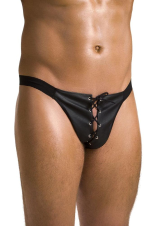 Мужские слипы на шнуровке Passion 044 Slip Ben L/XL Black, экокожа, люверсы