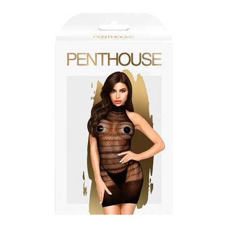 Мини-платье сетка с горлом Penthouse - Epic Night Black S/L || 