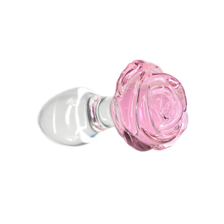 Стеклянная анальная пробка Pillow Talk Rosy Luxurious Glass Anal Plug, ⌀3,3 см, вибропуля в подарок || 