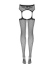 Сетчатые чулки-стокинги с узором на ягодицах Obsessive Garter stockings S232 S/M/L, черные, имитация || 
