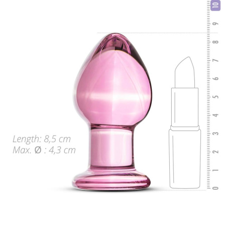 Розовая анальная пробка из стекла Gildo Pink Glass Buttplug No. 27 || 