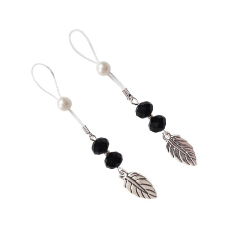 Сексуальные украшения для сосков с листиком Nipple Jewelry Leaf, цвет черный || 