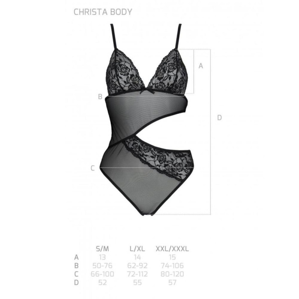 Боди с ажурным лифом Christa Body black S/M  — Passion