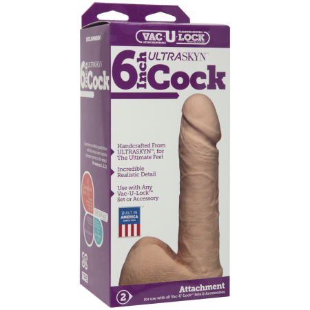 Фаллоимитатор Doc Johnson Vac-U-Lock - 6 Inch ULTRASKYN Cock White, диаметр 4,3см || 