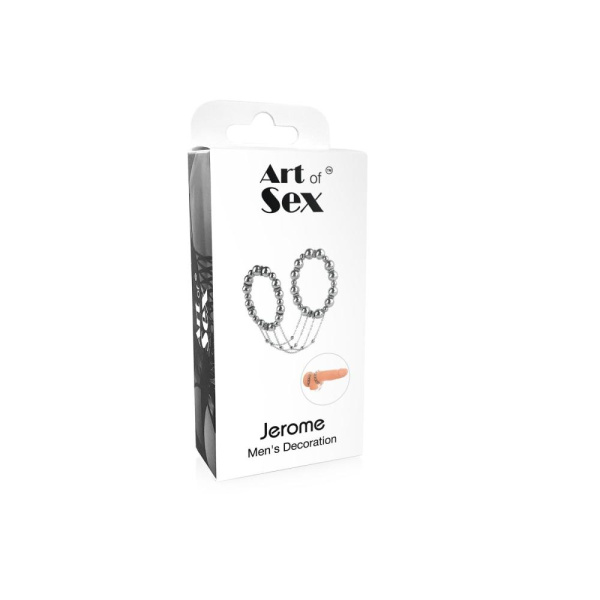 Сексуальное украшение на пенис и машонку Art of Sex - Jerome, Серебро