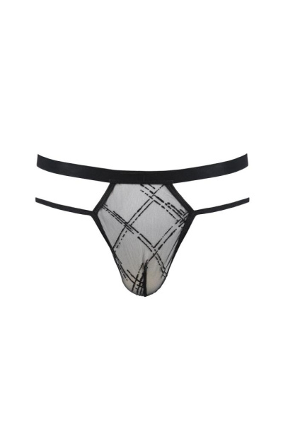 Мужские прозрачные стринги Passion 029 Thong Collin S/M Black, сетка