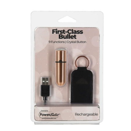 Вибропуля PowerBullet First-Class Bullet 2.5″ with Key Chain Pouch, Rose Gold, 9 режимов вибрации || 