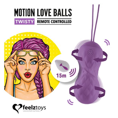 Вагинальные шарики с массажем и вибрацией FeelzToys Motion Love Balls Twisty с пультом ДУ, 7 режимов || 