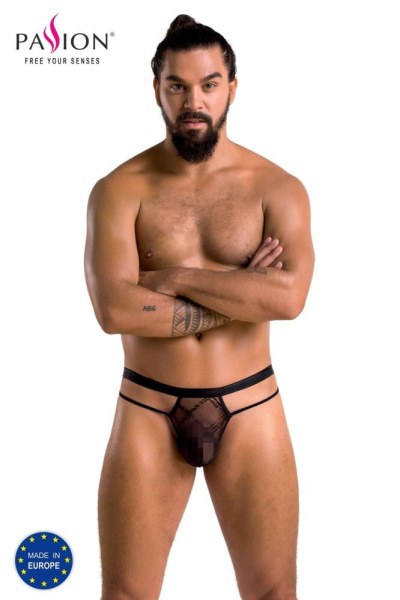 Мужские прозрачные стринги Passion 029 Thong Collin S/M Black, сетка
