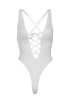 Кружевное боди Leg Avenue Floral lace thong teddy White, шнуровка на груди, one size || 