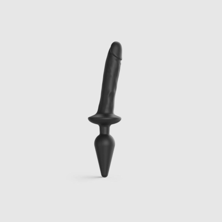 Анальная пробка с дилдо 2в1 Strap-On-Me SWITCH PLUG-IN REALISTIC DILDO Black L, диаметр 4,5/3,4 см