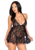 Пеньюар Leg Avenue Floral lace babydoll & string Black M || 