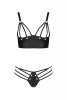 Комплект из экокожи Passion Malwia Bikini 4XL/5XL black, с люверсами и ремешками, бра, трусики || 