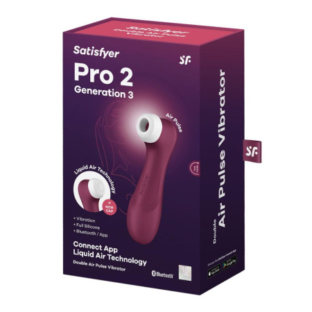 Вакуумный клиторальный стимулятор Satisfyer Pro 2 Generation 3 with Liquid Air Connect App Wine Red || 