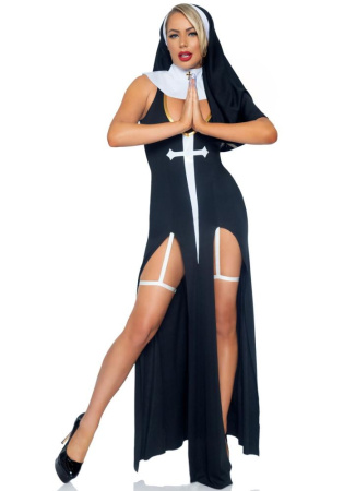 Костюм монашки-грешницы Leg Avenue Sultry Sinner S, платье, головной убор, воротник || 