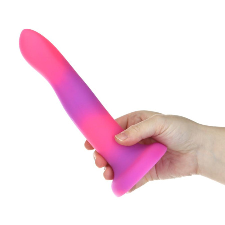 Светящийся в темноте фаллоимитатор ADDICTION Rave 8″ Glow in the Dark Dildo Pink Purple, 20,3 см || 