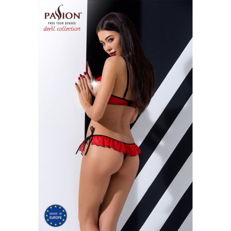 Комплект белья CHERRY SET OpenBra red S/M - Passion Exclusive: открытый лиф, трусики-юбочка || 