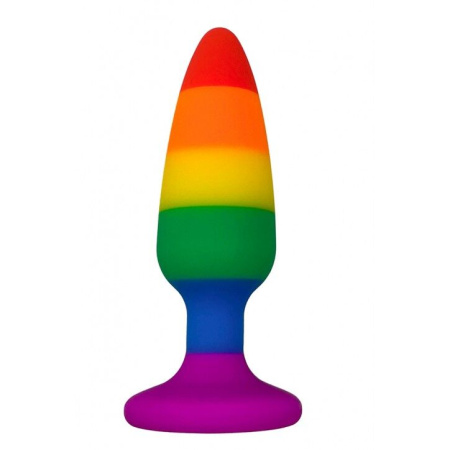 Силиконовая анальная пробка Wooomy Hiperloo Silicone Rainbow Plug L, диаметр 3,9 см, длина 13,1 см