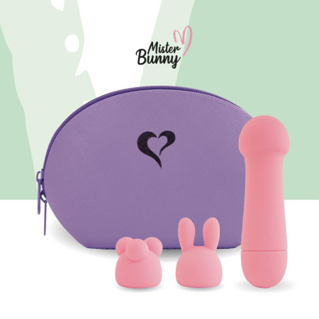 Мини-вибратор FeelzToys Mister Bunny Pink с двумя насадками || 