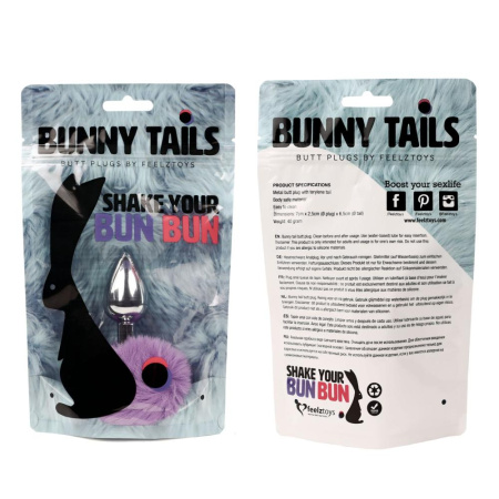 Анальная пробка FeelzToys - Bunny Tails Butt Plug Purple || 