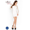 Бодистокинг Passion BS025 white, платье-сетка, спущенное плечо, длинный рукав || 