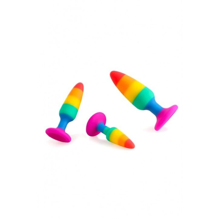 Силиконовая анальная пробка Wooomy Hiperloo Silicone Rainbow Plug S, диаметр 2,4 см, длина 9 см || 