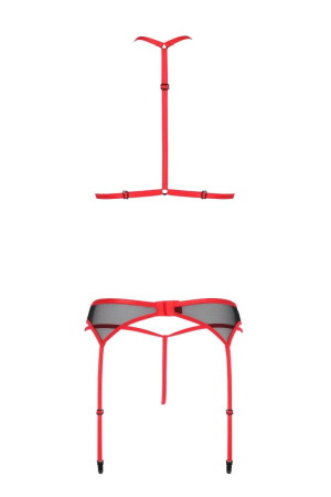 Комплект белья Passion SATARA SET L/XL red, топ, пояс для чулок, стринги || 