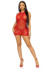 Платье-сетка со стразами Leg Avenue Rhinestone halter mini dress Red, открытая спина, one size || 