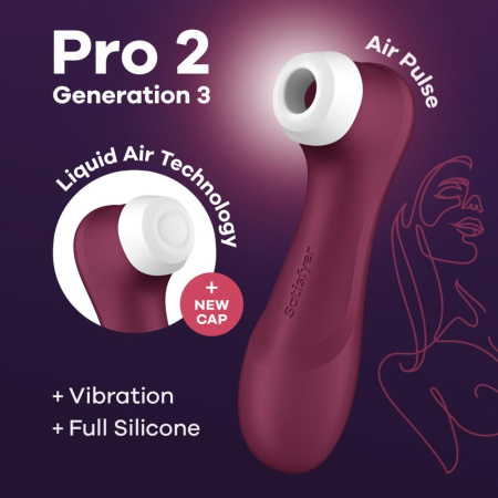 Вакуумный клиторальный стимулятор Satisfyer Pro 2 Generation 3 with Liquid Air Wine Red || 