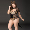 Эротический костюм кошечки JSY «Императрица Китти» Plus Size, Black, боди, шнуровка, хвост, ушки || 