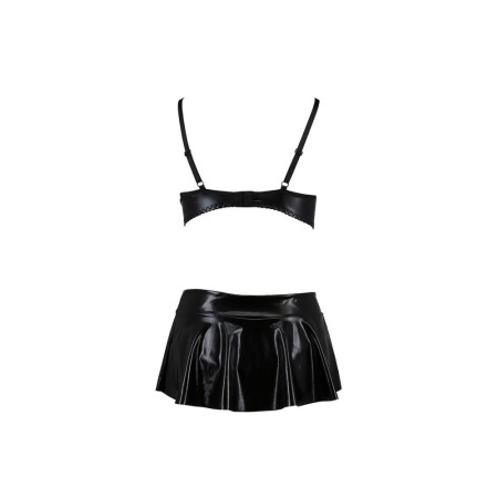 Комплект белья под латекс DEBY SET black L/XL - Passion: лиф, мини-юбочка, стринги || 