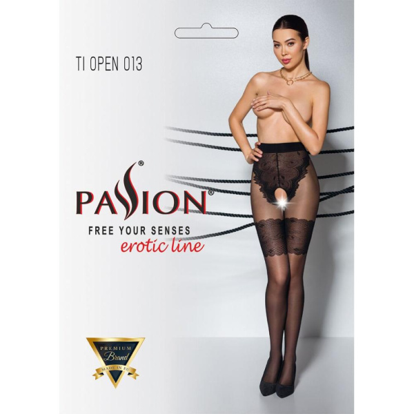 Колготки с открытым доступом, ажурные трусики и подвязки TIOPEN 013 black 5 (20/40 den) — Passion