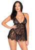 Пеньюар Leg Avenue Floral lace babydoll & string Black L || 