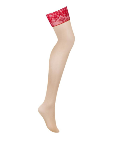 Чулки под пояс с широким кружевом Obsessive Lacelove stockings XL/2XL || 